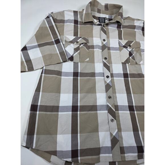 NOIZ Shirt Mens 6XL Plaid Button Up Short Sleeve Flap Pockets Classic Casual - Picture 2 of 7